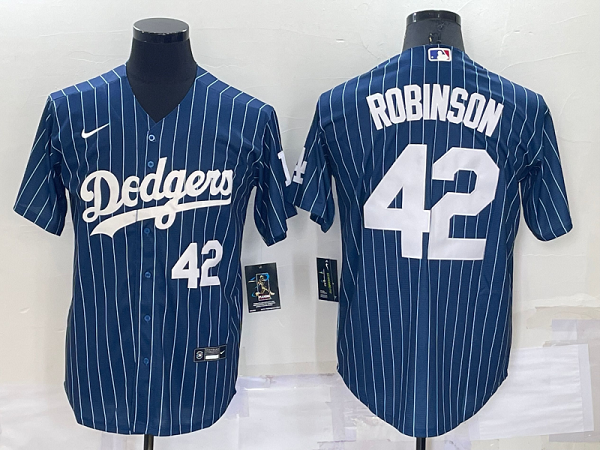 Men's Nike Los Angeles Dodgers #42 Jackie Robinson Blue Throwback MLB Cool Base Jersey