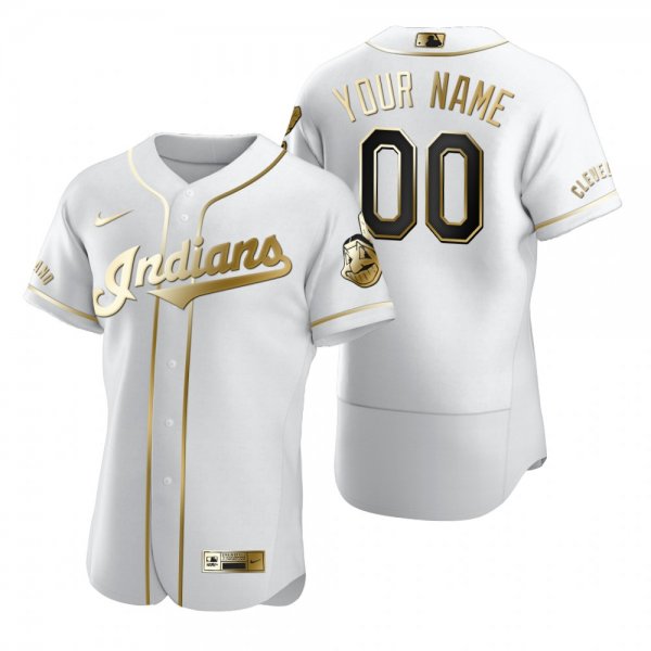 Cleveland Indians Custom Men's Nike White Golden Edition Jersey