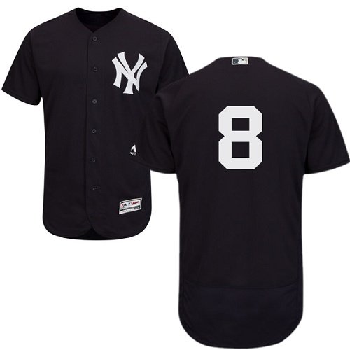 New York Yankees #8 Yogi Berra Navy Blue Flexbase Collection Stitched MLB Jersey