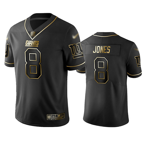 New York Giants #8 Daniel Jones Black Men's Stitched NFL Limited Golden Edition Jersey