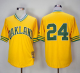 Mitchell And Ness 1981 Oakland Athletics #24 Rickey Henderson Yellow Throwback Stitched MLB Jersey