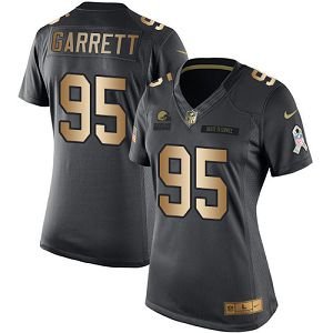 Nike Cleveland Browns #95 Myles Garrett Black Women's Stitched NFL Limited Gold Salute to Service Jersey