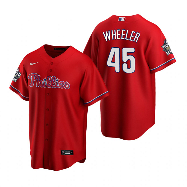 Men's Philadelphia Phillies Zack Wheeler Red 2022 World Series Cool Base Jersey