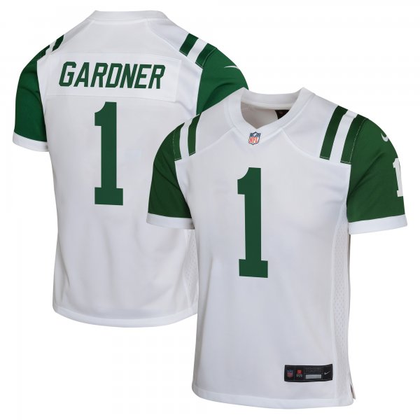 Youth New York Jets #1 Ahmad Sauce Gardner Nike White Classic Alternate Jersey