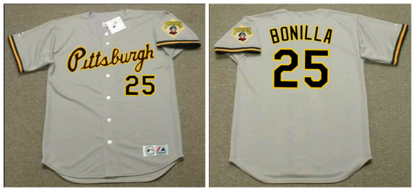 Men's Pittsburgh Pirates #25 Bobby Bonilla Gray MLB 1990 Majestic Throwback Cool Base Jersey