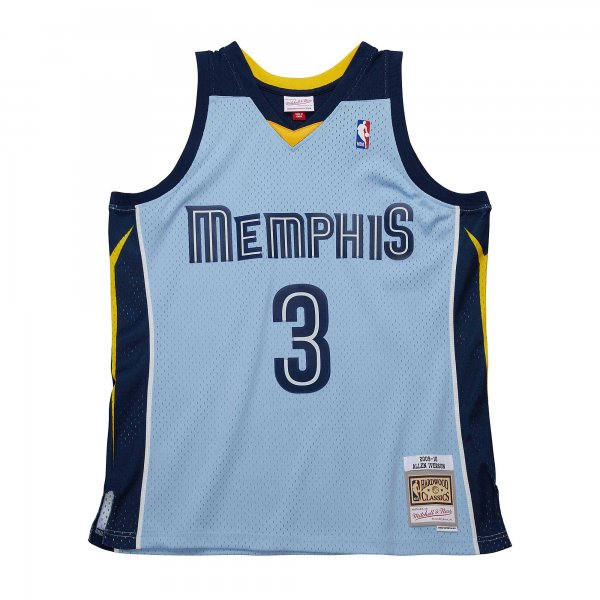 Men's Memphis Grizzlies Allen Iverson Mitchell & Ness Light Blue 2009/10 Hardwood Classics Swingman Jersey