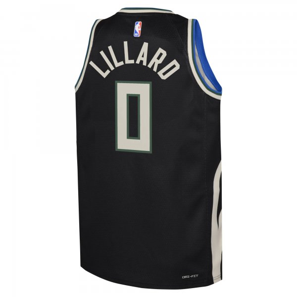 Youth Milwaukee Bucks Damian Lillard Jordan Brand Black Swingman Jersey - Statement Edition