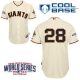 San Francisco Giants #28 Buster Posey Cream Cool Base W/2014 World Series Patch Stitched MLB Jersey