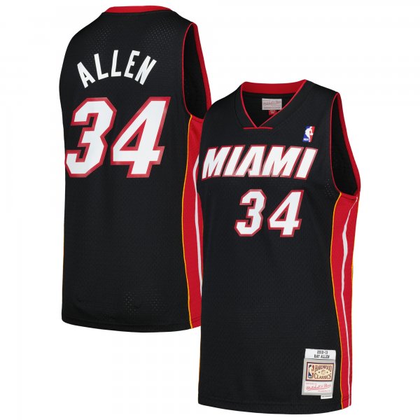 Men's Miami Heat Ray Allen Mitchell & Ness Black  2012/13 Hardwood Classics Swingman Jersey