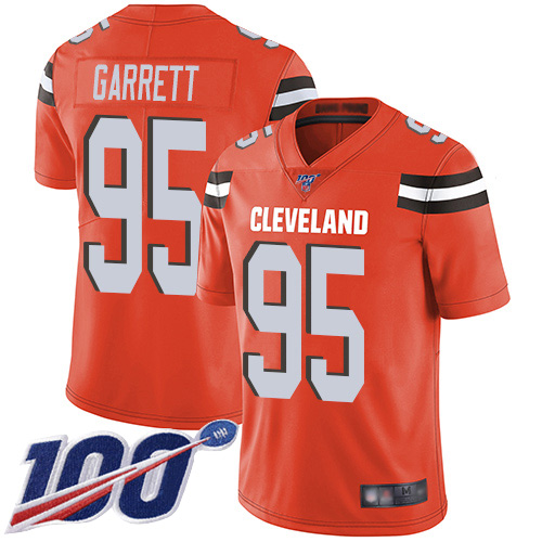 Cleveland Browns #95 Myles Garrett Orange Alternate Men's Stitched NFL 100th Season Vapor Limited Jersey