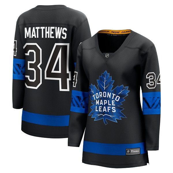 Women's Toronto Maple Leafs #34 Auston Matthews  Black Alternate Premier Breakaway Reversible Player Jersey