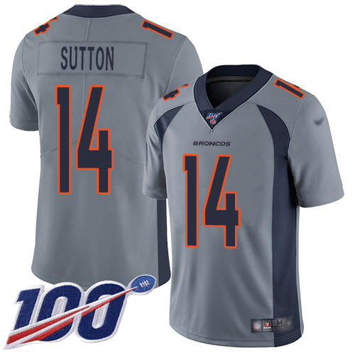 Denver Broncos #14 Courtland Sutton Gray Men's Stitched NFL Limited Inverted Legend 100th Season Jersey