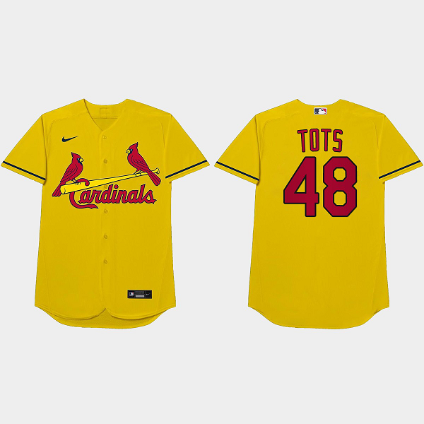 Harrison Bader Nickname Cardinals 2021 Players Weekend Tots Gold Men's Jersey