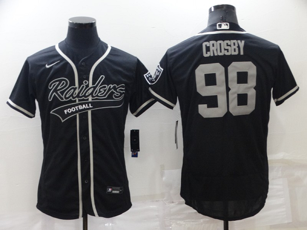 Men's Nike Las Vegas Raiders #98 Maxx Crosby Black NFL Baseball Stithced Jersey