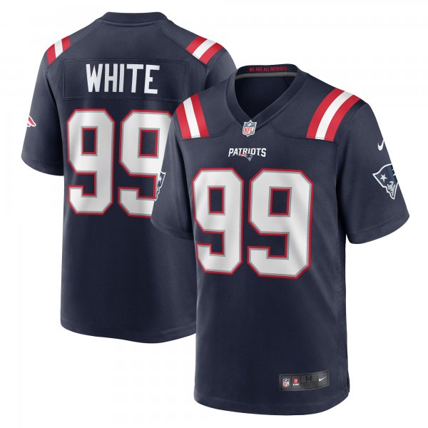 Men's New England Patriots Keion White Nike  Navy Team Game Jersey