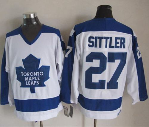 Toronto Maple Leafs #27 Darryl Sittler White/Blue CCM Throwback Stitched NHL Jersey