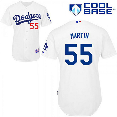 Men's Los Angeles Dodgers #55 Russell Martin White Home MLB Jersey