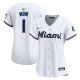 Women's Miami Marlins Nike White #1 Mom Home Limited Jersey