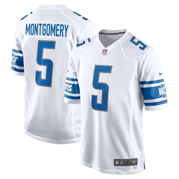 Men's Nike Detroit Lions #5 David Montgomery White Limited Player NFL Jersey