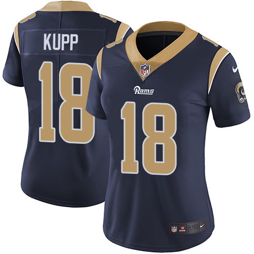 Nike Los Angeles Rams #18 Cooper Kupp Navy Blue Team Color Women's Stitched NFL Vapor Untouchable Limited Jersey