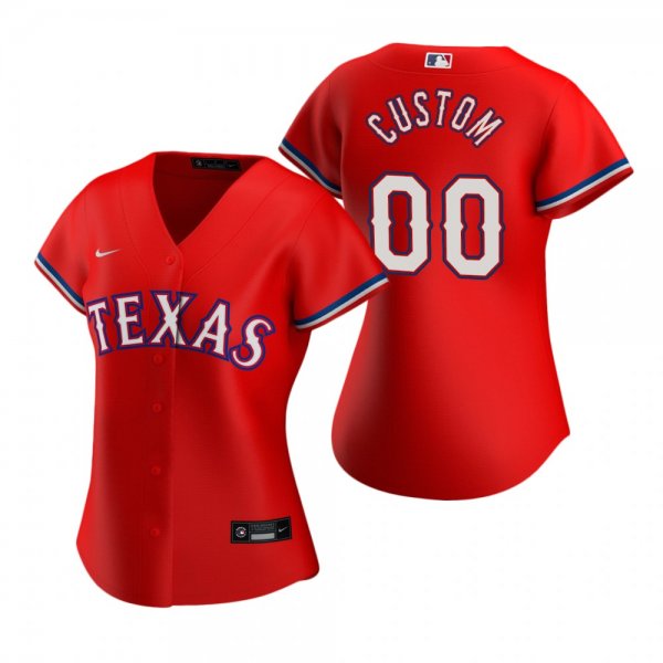 Women's Texas Rangers Custom Nike Red 2020 Alternate Jersey