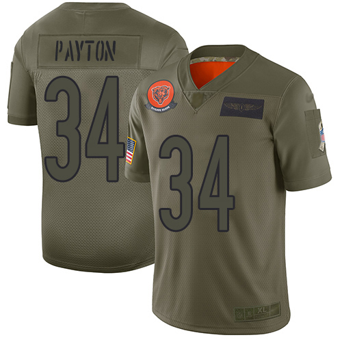 Chicago Bears #34 Walter Payton Camo Men's Stitched NFL Limited 2019 Salute To Service Jersey