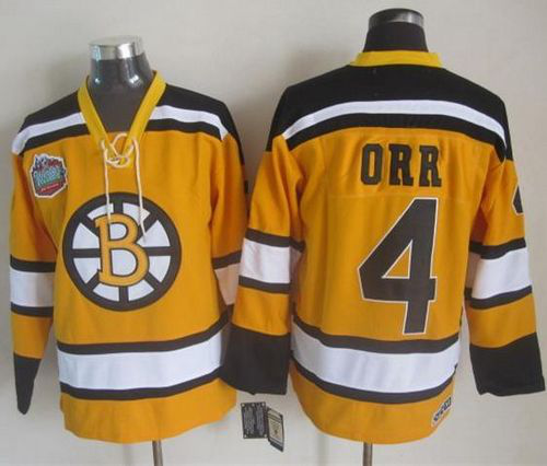 Boston Bruins #4 Bobby Orr Yellow Winter Classic CCM Throwback Stitched NHL Jersey