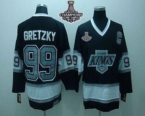 Los Angeles Kings #99 Wayne Gretzky Black CCM Throwback 2014 Stanley Cup Champions Stitched Youth NHL Jersey