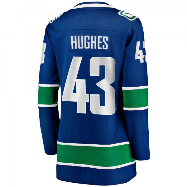 Women's Vancouver Canucks Quinn Hughes Fanatics Blue Home Breakaway Player Jersey