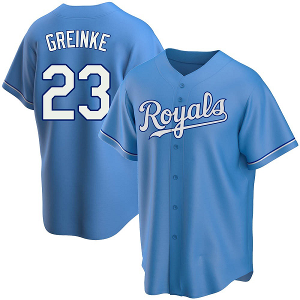 Youth Kansas City Royals #23 Zack Greinke Cool Base Light Blue Alternate MLB Jersey