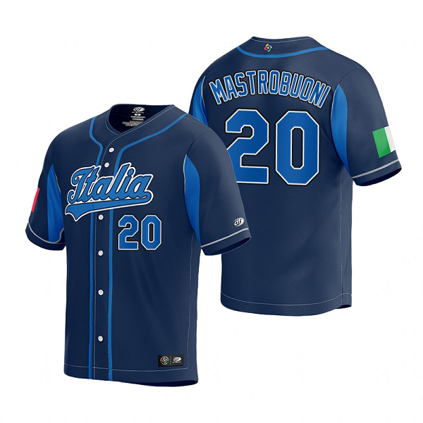 Italy Baseball Miles Mastrobuoni Navy 2023 World Baseball Classic Jersey WBC Navy Jersey