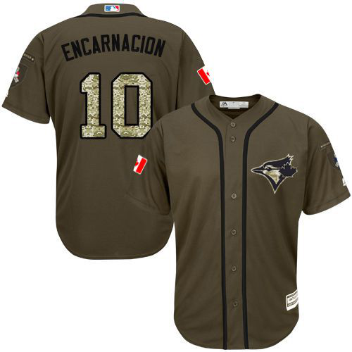 Toronto Blue Jays #10 Edwin Encarnacion Green Salute to Service Stitched MLB Jersey