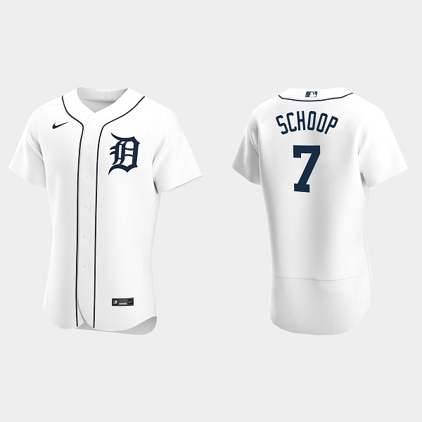 Men's Detroit Tigers #7 Jonathan Schoop White Home Flex Base MLB Jersey