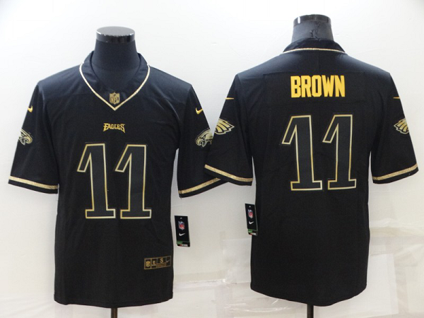 Men's Philadelphia Eagles #11 A.J. Brown Black Gold 2020 Salute To Service Stitched NFL Nike Limited Jersey