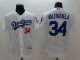 Los Angeles Dodgers #34 Fernando Valenzuela White Flexbase Collection Stitched MLB Jersey