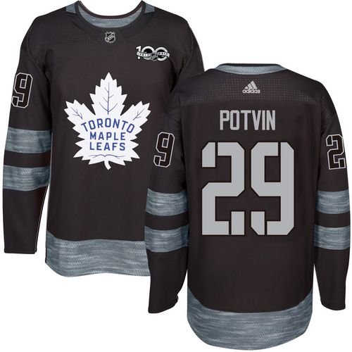 Adidas Toronto Maple Leafs #29 Felix Potvin Black 1917-2017 100th Anniversary Stitched NHL Jersey