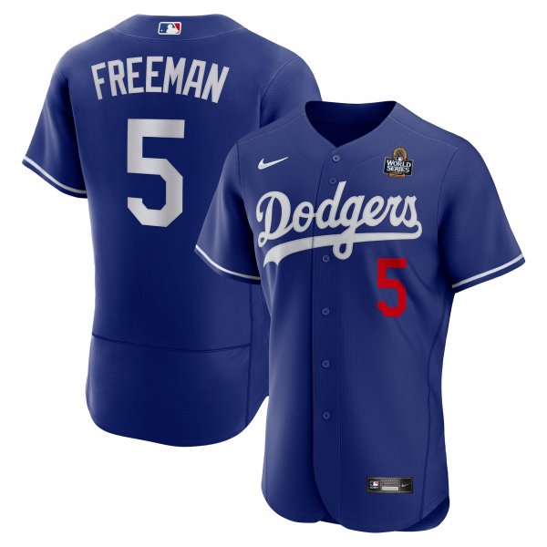 Men's #5 Los Angeles Dodgers Freddie Freeman Nike Royal 2024 World Series Alternate Player Jersey