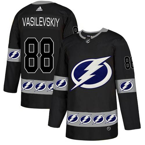 Adidas Tampa Bay Lightning #88 Andrei Vasilevskiy Black Team Logo Fashion Stitched NHL Jersey