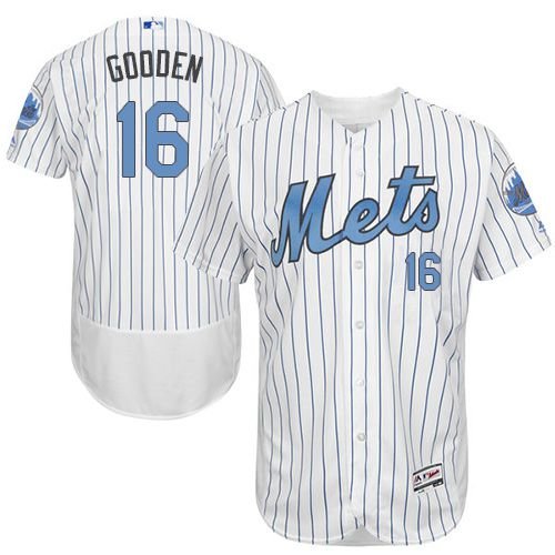 New York Mets #16 Dwight Gooden White(Blue Strip) Flexbase Collection 2016 Father's Day Stitched MLB Jersey