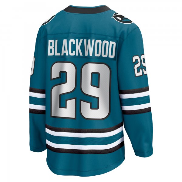 Men's San Jose Sharks Mackenzie Blackwood Fanatics Teal Home Breakaway Jersey