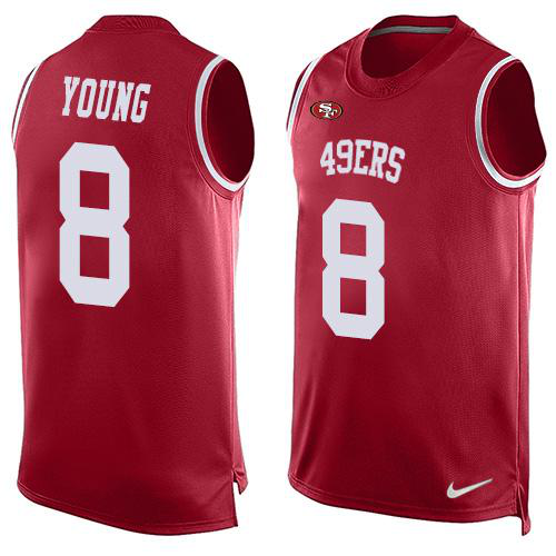 Nike San Francisco 49ers #8 Steve Young Red Team Color Men's Stitched NFL Limited Tank Top Jersey