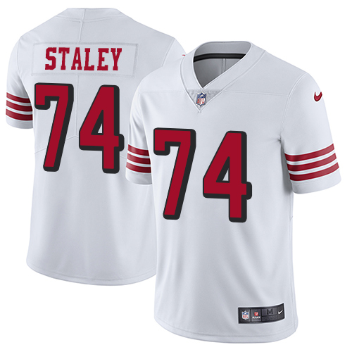 Men's Nike San Francisco 49ers #74 Joe Staley White Rush Stitched NFL Vapor Untouchable Limited Jersey