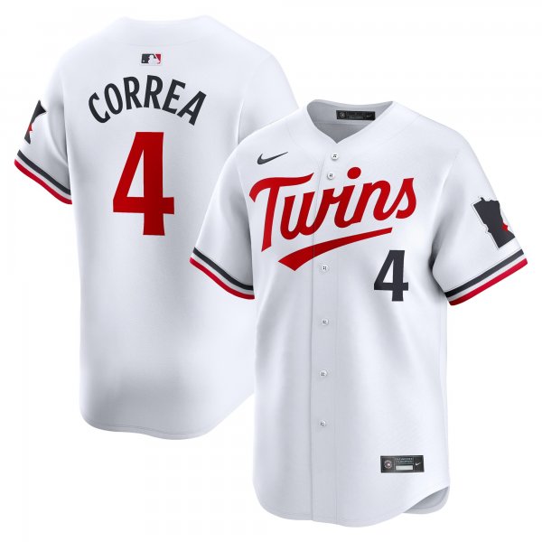 Men's Minnesota Twins #4 Carlos Correa Nike White Home Limited Player Jersey