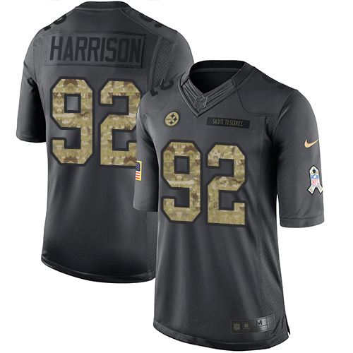 Nike Pittsburgh Steelers #92 James Harrison Men's Black Limited NFL 2016 Salute To Service Jersey