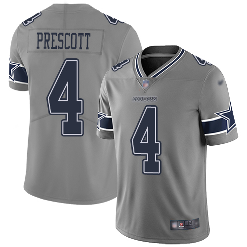 Dallas Cowboys #4 Dak Prescott Gray Youth Stitched NFL Limited Inverted Legend Jersey