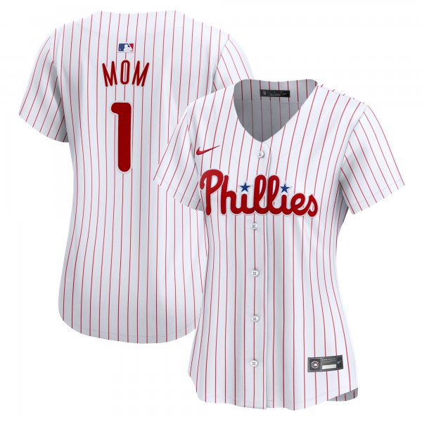 Women's Philadelphia Phillies Nike White #1 Mom Home Limited Jersey