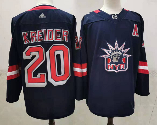 Men's New York Rangers #20 Chris Kreider Navy Blue Adidas 2020-21 Stitched NHL Jersey