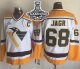 Pittsburgh Penguins #68 Jaromir Jagr White/Yellow CCM Throwback 2016 Stanley Cup Champions Stitched NHL Jersey