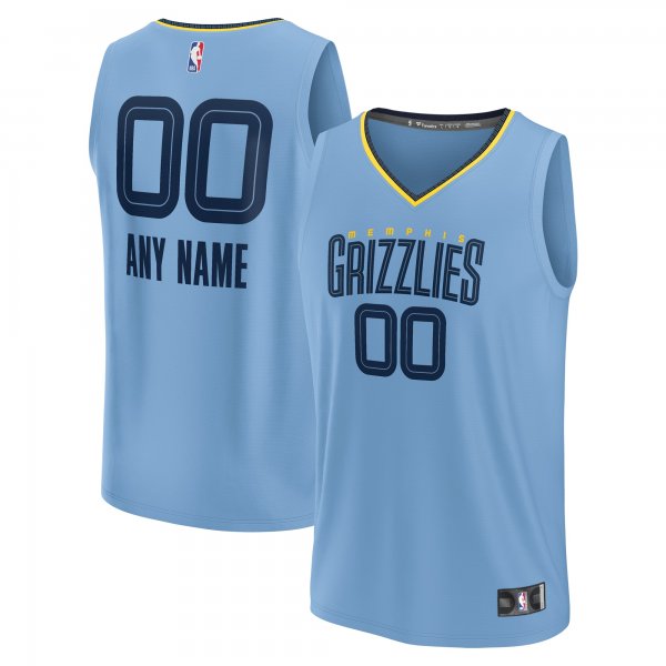 Youth Memphis Grizzlies  Fanatics Light Blue Fast Break Replica Custom Jersey - Statement Edition