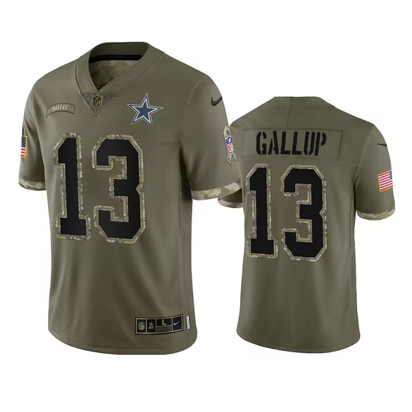 Men's Dallas Cowboys #13 Michael Gallup Olive 2022 Salute To Service Limited NFL Jersey